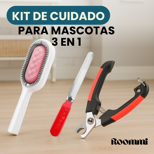 Kit de Cuidado para Mascotas: Cortaúñas, Lima, Cepillo Masajeador