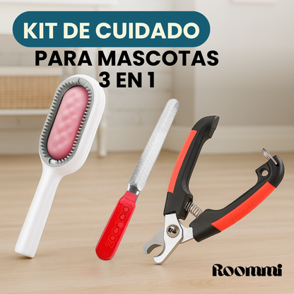 Kit de Cuidado para Mascotas: Cortaúñas, Lima, Cepillo Masajeador